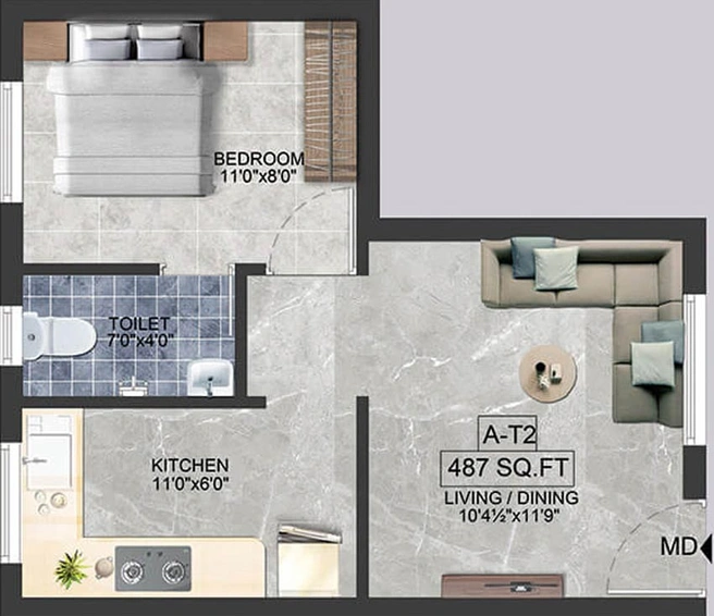 1 BHK Flat in ATH Sarala in Pammal, Chennai - Image 544764