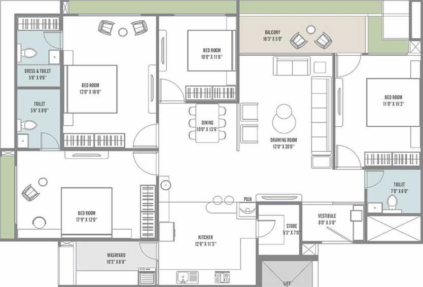 4 BHK Flat in Shreenath Aam Baag in Koba, Gandhinagar - Image 552418