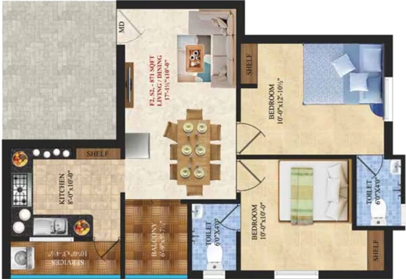 2 BHK Flat in ATH Twin Star in Anakaputhur, Chennai - Image 545324