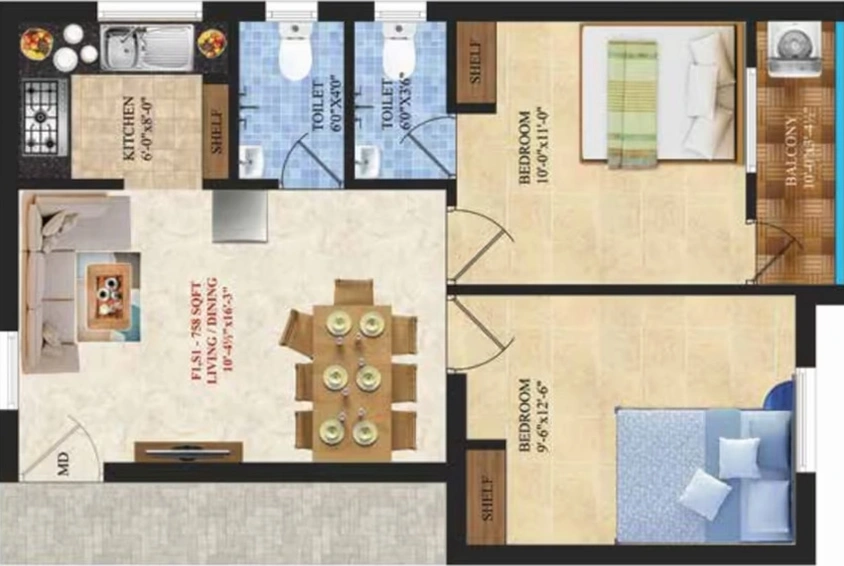 2 BHK Flat in ATH Twin Star in Anakaputhur, Chennai - Image 545323