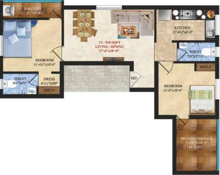 2 BHK Flat in ATH Twin Star in Anakaputhur, Chennai - Image 545325