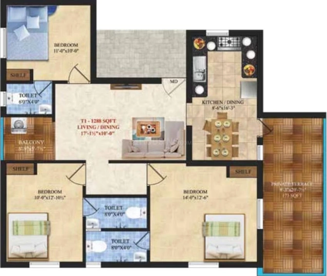 3 BHK Flat in ATH Twin Star in Anakaputhur, Chennai - Image 545326