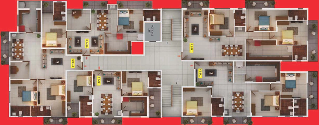 Floor Plan of Dream Flower Avalon in Kaloor, Kochi - Image 62487