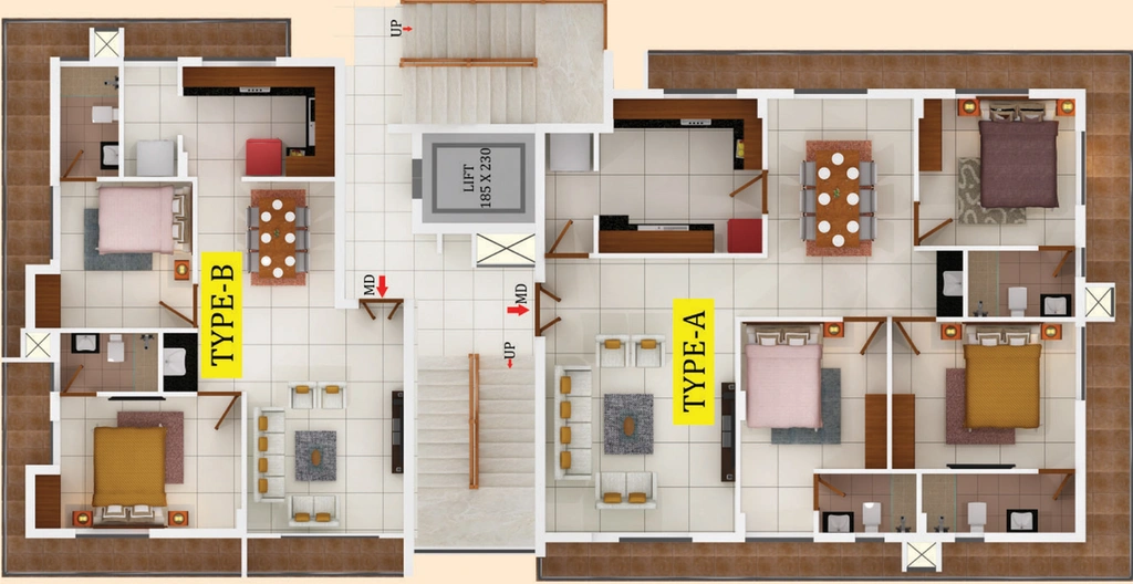 Floor Plan of Dream Flower Cascia in Ernakulam, Kochi - Image 62633