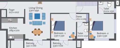 2 BHK Flat in Earthspace Transit in Nedumbassery, Kochi - Image 546486