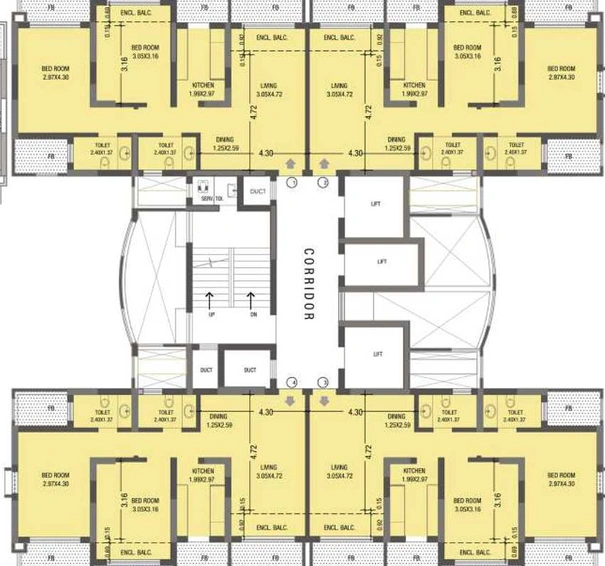 Floor Plan of Raheja Residency in Malad East, Mumbai - Image 21913