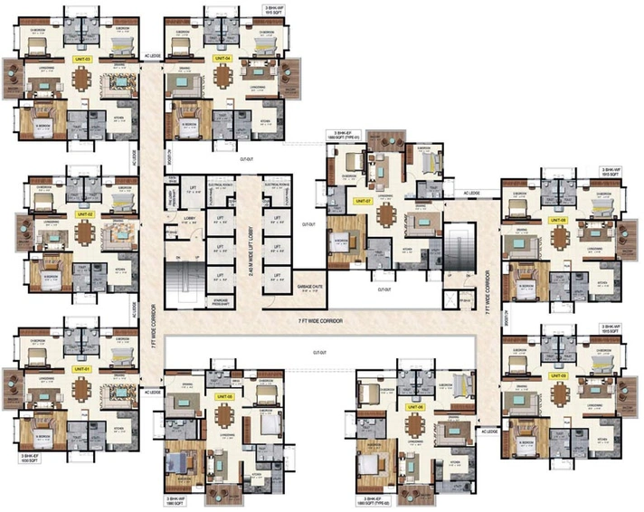 Floor Plan of Raghava Wave in Tellapur, Hyderabad - Image 62595