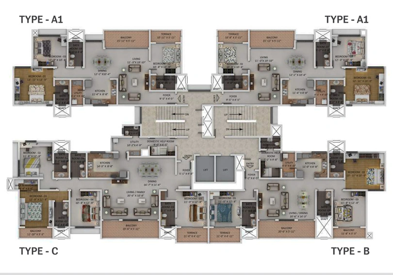 Floor Plan of Sobha Nesara in Kothrud, Pune - Image 10125