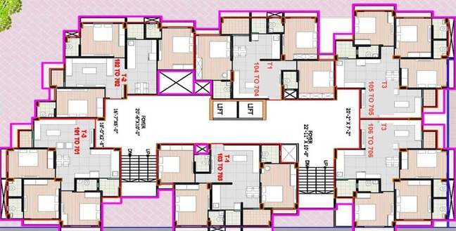 Floor Plan of Radhe Vrundavan Riverside in Raysan, Gandhinagar - Image 64434