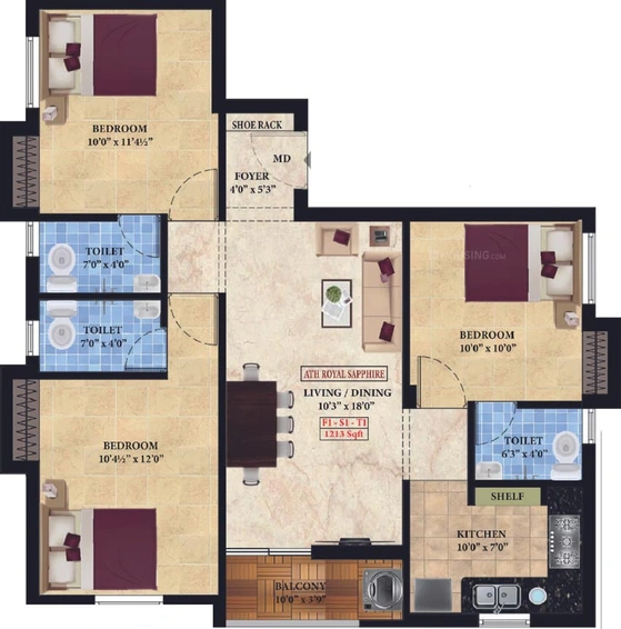 3 BHK Flat in ATH Royal Sapphire in Pammal, Chennai - Image 546449