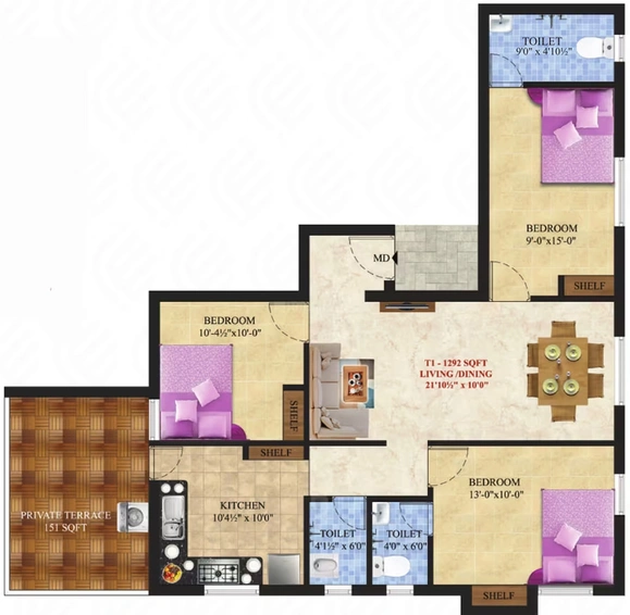3 BHK Flat in ATH Elegant in Pammal, Chennai - Image 546874