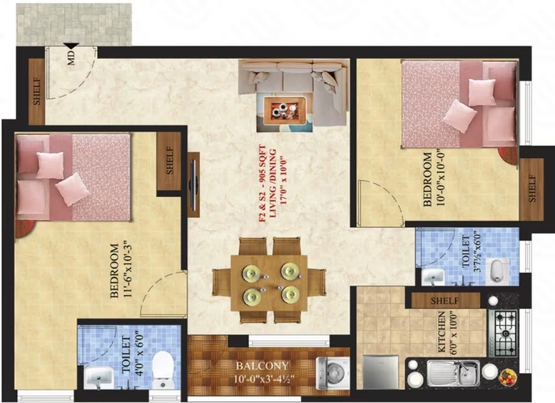 2 BHK Flat in ATH Elegant in Pammal, Chennai - Image 546871