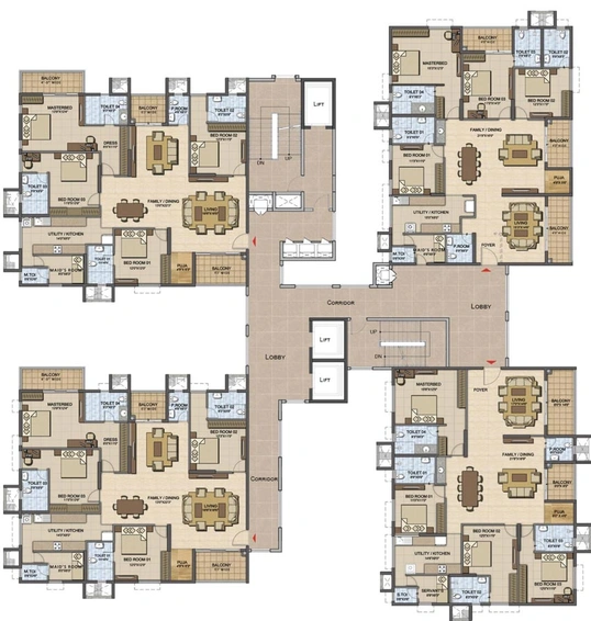 Floor Plan of Prestige High Fields in Rajendra Nagar, Hyderabad - Image 62895