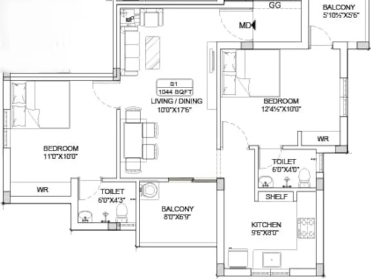 2 BHK Flat in ATH Stargate in Pammal, Chennai - Image 547006