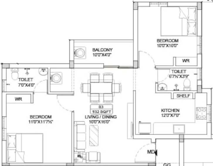 2 BHK Flat in ATH Stargate in Pammal, Chennai - Image 547005