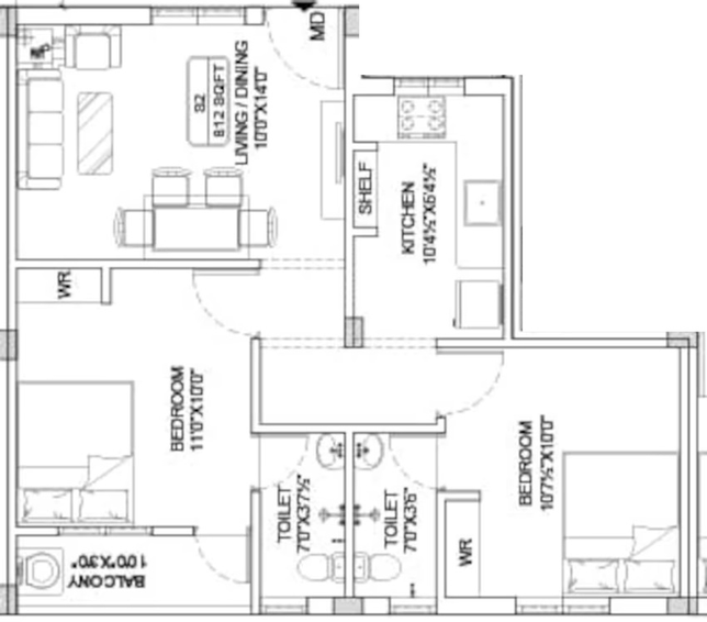 2 BHK Flat in ATH Stargate in Pammal, Chennai - Image 547004