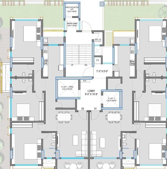 Floor Plan of S Raheja Panorama in Santacruz West, Mumbai - Image 21982
