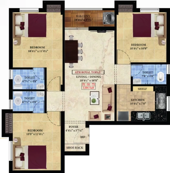 3 BHK Flat in ATH Royal Topaz in Pammal, Chennai - Image 547209