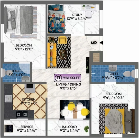 5 BHK Flat in ATH Orchid Spring in Pammal, Chennai - Image 547172