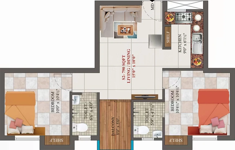 2 BHK Flat in ATH Moonlight in Pammal, Chennai - Image 547255