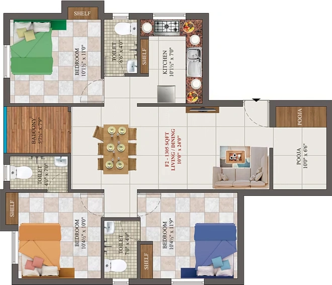 3 BHK Flat in ATH Moonlight in Pammal, Chennai - Image 547257