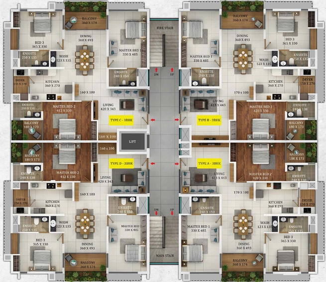 Floor Plan of Tulsi Vivo in Edappally, Kochi - Image 63022