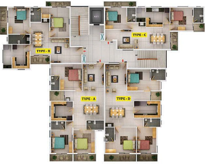 Floor Plan of Dream Flower Belcanto in Thrippunithura, Kochi - Image 62934