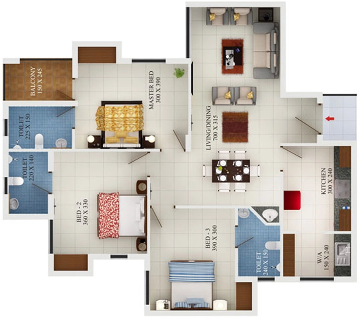 3 BHK Flat in Infra Prosper in Kakkanad, Kochi - Image 547622