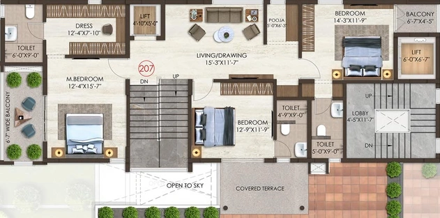 3 BHK Flat in SMR Vinay CEO Enclave in Bandlaguda Jagir, Hyderabad - Image 552226