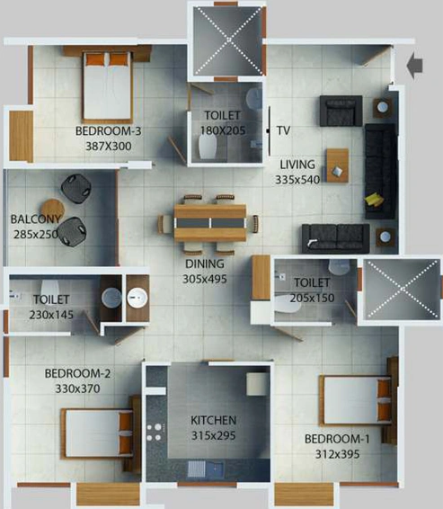 3 BHK Flat in Mansions Pristina in Kaloor, Kochi - Image 550759