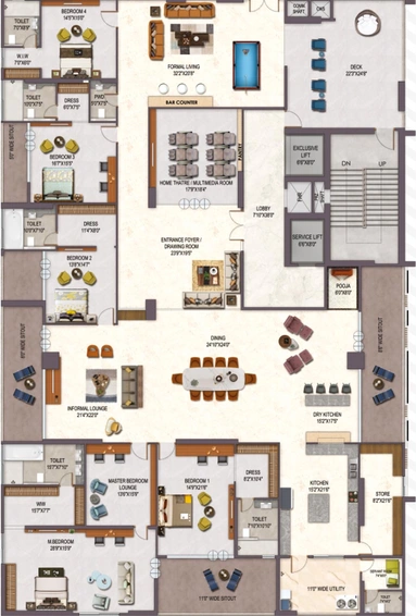 5 BHK Flat in P Mangatram The Trilight in Kokapet, Hyderabad - Image 552721