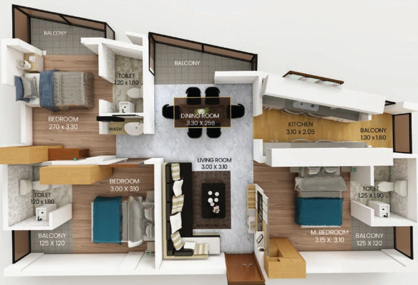 3 BHK Flat in NJN Meriton in Vennala, Kochi - Image 551024