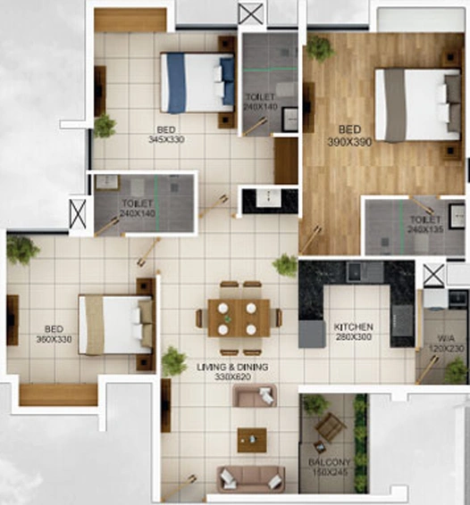3 BHK Flat in Siddhi Sreekala in Thrippunithura, Kochi - Image 552732