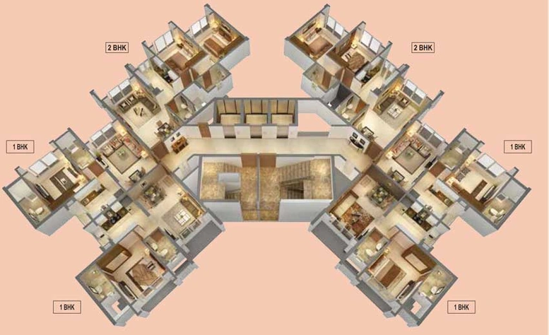 Floor Plan of Ajmera Bliss in Kalyan West, Thane - Image 93829