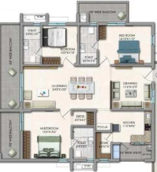 3 BHK Flat in Jain Fairmount Sri Ram Garden 2 in Kompally, Hyderabad - Image 552460