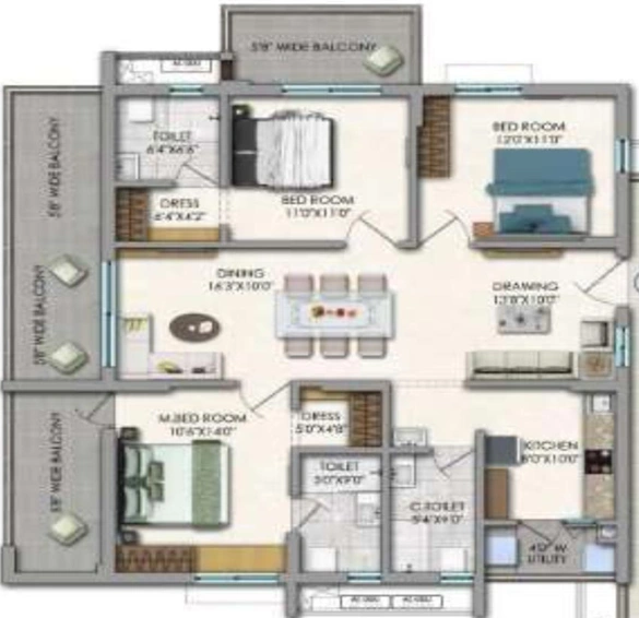 3 BHK Flat in Jain Fairmount Sri Ram Garden 2 in Kompally, Hyderabad - Image 552459