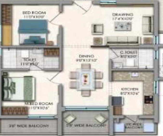 2 BHK Flat in Jain Fairmount Sri Ram Garden 2 in Kompally, Hyderabad - Image 552458