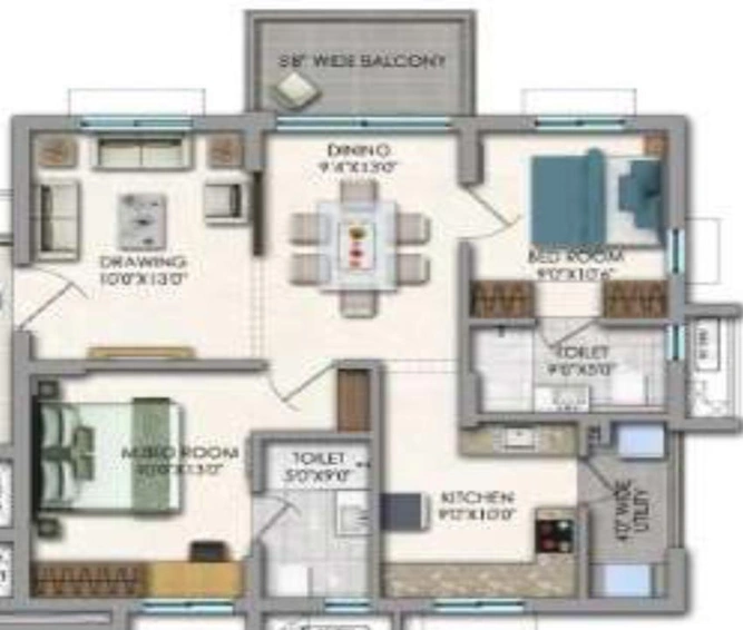 2 BHK Flat in Jain Fairmount Sri Ram Garden 2 in Kompally, Hyderabad - Image 552457