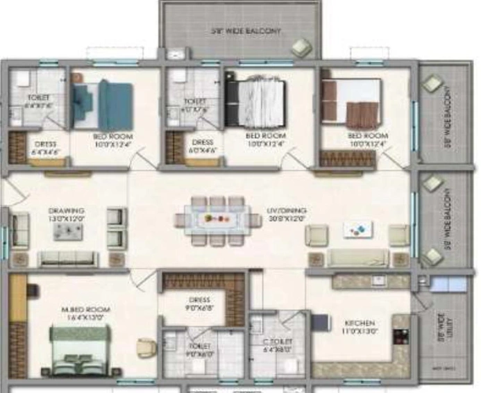 4 BHK Flat in Jain Fairmount Sri Ram Garden 2 in Kompally, Hyderabad - Image 552462