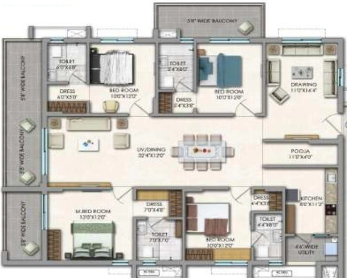3 BHK Flat in Jain Fairmount Sri Ram Garden 2 in Kompally, Hyderabad - Image 552461