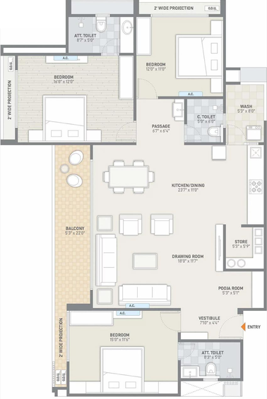 3 BHK Flat in Saamarth Heaven 6 in Koba, Gandhinagar - Image 553174