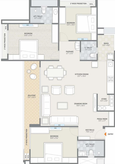3 BHK Flat in Saamarth Heaven 6 in Koba, Gandhinagar - Image 553173