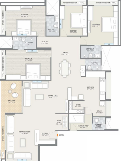 4 BHK Flat in Saamarth Heaven 6 in Koba, Gandhinagar - Image 553176