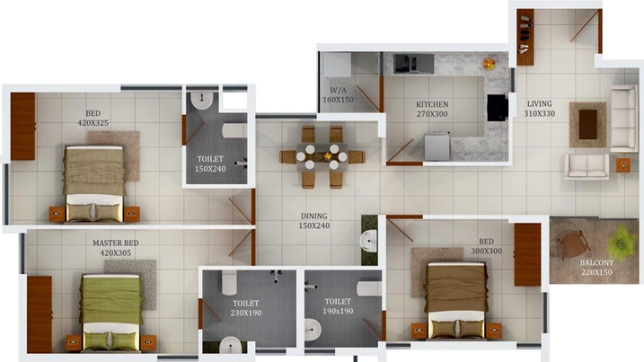 3 BHK Flat in Siddhi Kausthubham in Thrippunithura, Kochi - Image 553635