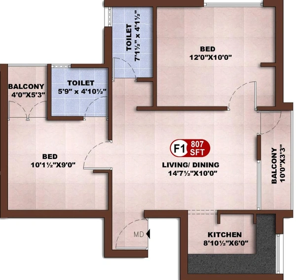 2 BHK Flat in ATH Krish in Pammal, Chennai - Image 553842