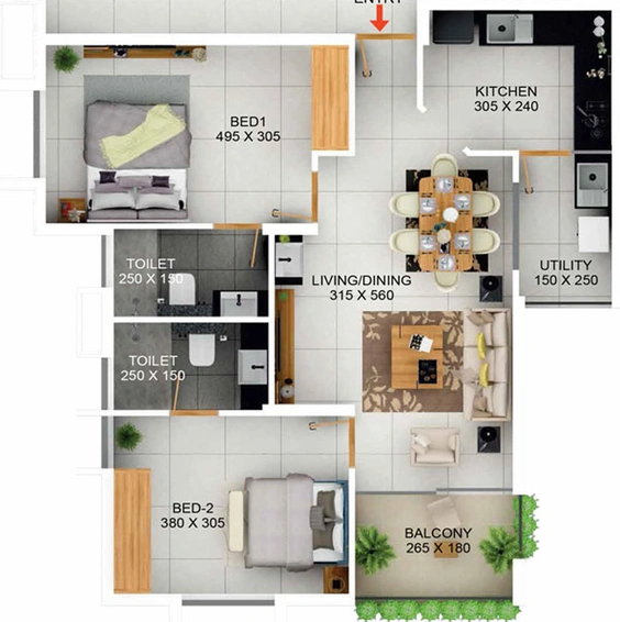 2 BHK Flat in Siddhi Pranavam in Thrippunithura, Kochi - Image 553895