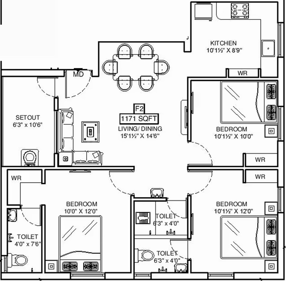 3 BHK Flat in ATH Acropolis in Pallavaram, Chennai - Image 554112