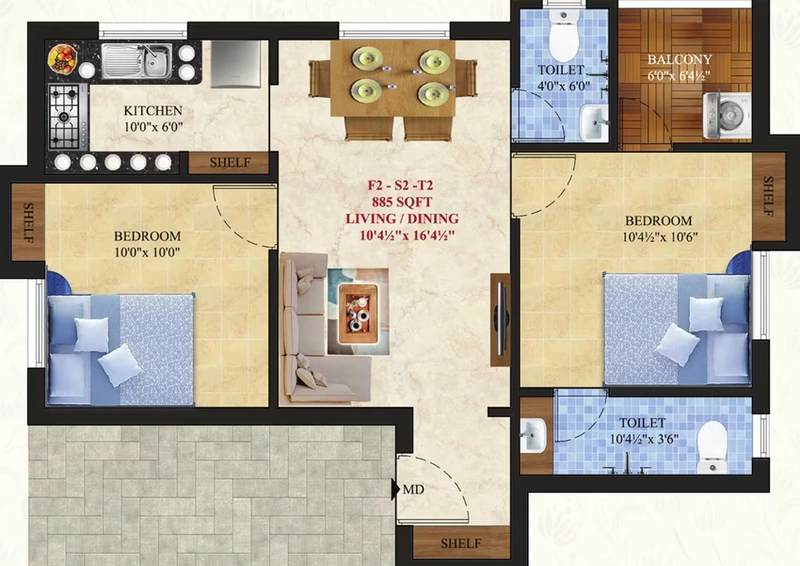 2 BHK Flat in ATH Delphini in Pammal, Chennai - Image 554243