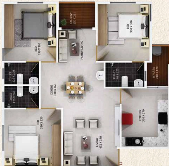 3 BHK Flat in Varma Padipura in Thrippunithura, Kochi - Image 554485