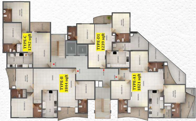 Floor Plan of Asset Rangoli in Maradu, Kochi - Image 65748
